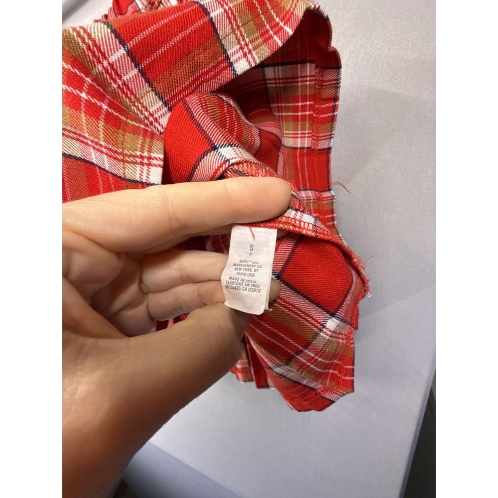Aerie Y2K Women's Red Plaid Pleated Mini Skirt Size S - Picture 6 of 9